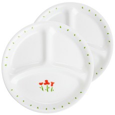 Corelle 康寧 花朵印花3格分隔盤 S號, 2個, 單色