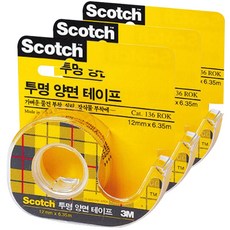 3M Scotch 雙面膠帶切割臺 12mm x 6.35m, 3個, 透明