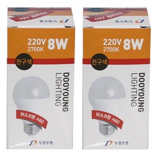 DOOYOUNG LED A19 8W, 2個, 黃光色