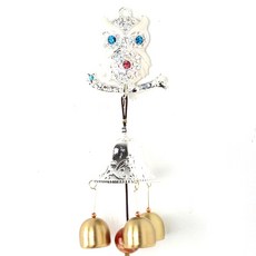 Kidari 銀色貓頭鷹風鈴, 白色, 1 個