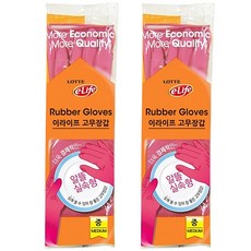 롯데 고무장갑 핑크, Pink 핑크, 중(M), 2개
