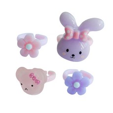 쁘띠치카 어린이 캐릭터 반지세트 4개입 1세트, B, 1개