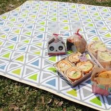 Maison Textile野餐墊 三角形, 灰色+綠色