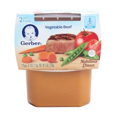Gerber 2단계 어린이 식품 113g 2개입, 베지터블 비프(Vegetable Beef), 226g, 1개