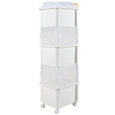 엔플라스틱 스마일 기저귀정리함 하이3단, 화이트, 1개