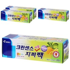 크린센스 이중지퍼백 소 18cm x21cm, 4개