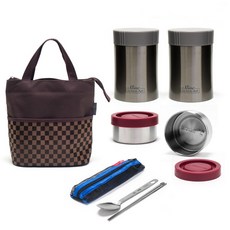 Kitchen-Art S Line2保溫餐盒組 1000ml 2入+收納罐+保溫餐盒 2入, 混色