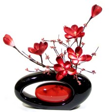 歡樂世界人造花+圓柄花瓶, 1 個, 紅色的