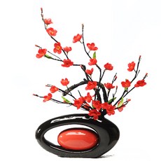 歡樂世界人造花+圓柄花瓶, 1 個, 紅梅花