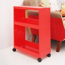 엔플라스틱 코너슬림선반2단, 레드, 1개