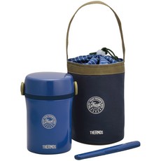 THERMOS 膳魔師 3層便當保溫罐+筷子+筷子收納盒+保溫罐提袋, 海軍, 1個