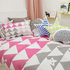 The Hughes 抗過敏兒童涼被套組 北歐之星, 粉色 灰色 白色
