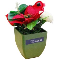ASPASIA 玫瑰人造花盆, 綠色, 1個