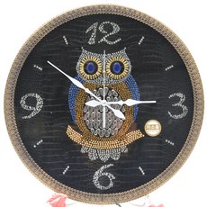 DECOSTORY 貓頭鷹壁鐘 中型, 黃銅黑