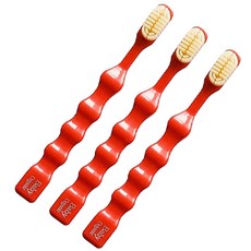 Baby Organic 孩童矽膠牙刷, 紅色, 3支, 1支