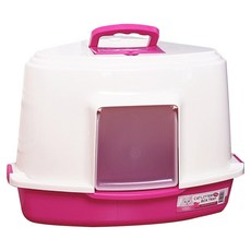 智能廁所 角落帶蓋貓砂盆, 粉紅色, 1個