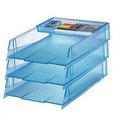 SYSmAX 桌上型文件托盤 22141, 藍色, 3.5層