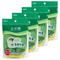 sofrien 雙面沐浴手套, 4個, 綠色, 1入
