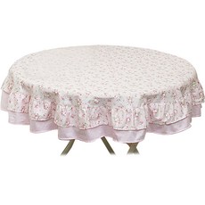 Livingdeco 圖案印花圓型桌巾, 粉色的, 直徑120cm