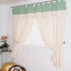 U&Pet 黃金亞麻小玫瑰粗麻布窗簾 2張, 藍色