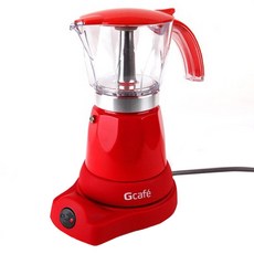 G-cafe 전기모카포트 투명 6컵 커피메이커 4~6인용, 6컵 투명_레드