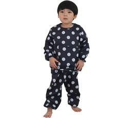 dot RECORD 孩童防汙衣+防汙褲 S號, 1組, 海軍藍圓點款