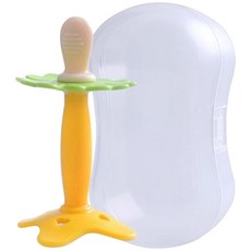 베니앙 실리콘 플라워 노리개 치발기 + 보관케이스, 옐로우, 1세트