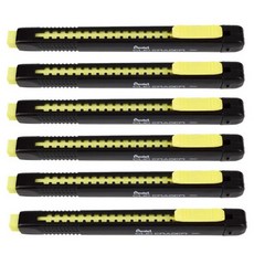 Pentel 飛龍文具 ZE80A-G NON-PVC 按壓式橡皮擦, 黑色+黃色, 6個