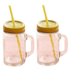라이프스푼 메이슨 유리, 옐로우앤옐로우, 2개, 500ml