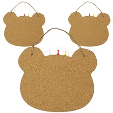 팬시피아 코르크 곰모양걸이 양면 메모판, 23 x 18 x 0.5 cm, 3개