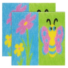 유니아트 데코샌드 연필꽂이 210 들꽃 나비, 약 17x23cm, 2개, 칼라혼합