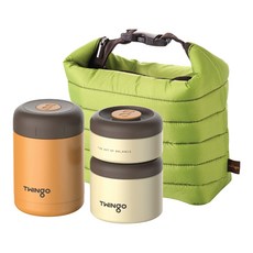 트윙고 크레마 보온죽통 도시락 세트 930ml TW-N930S, 그린, 1개
