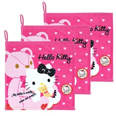 HELLO KITTY 掛繩擦手巾 31*31cm, 熊, 3個