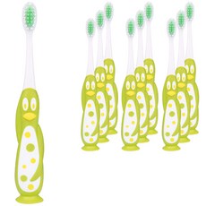 Yomilock 孩童企鵝造型牙刷, 綠色, 10個, 1個裝