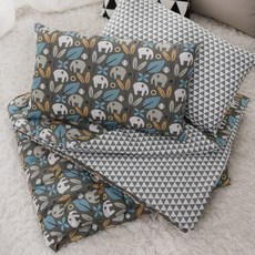 MilkyWay 午睡枕頭被套組+防水收納包, 大象款 灰色