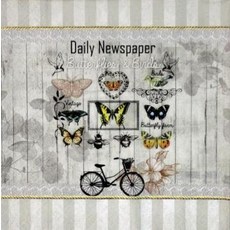 NOUVEAU 아트 냅킨, 데일리 뉴스페이퍼 버터플라이, 1개
