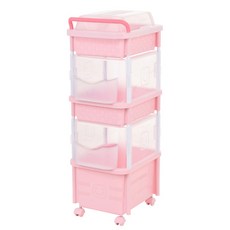 Living Smile 袖珍尿布方型混合型3層收納推車組, 粉紅色, 1組