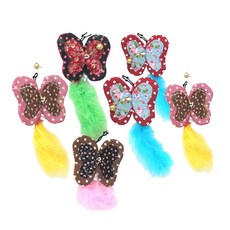 DOG FANCIER PS 韓國 Pretty Tippet 蝴蝶 Rustle Catnip Feather Cat 玩具, 6個, 隨機發貨