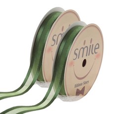 Doori & Changjak 絲綢雙層歐根紗緞帶 15mm 15號, 2個, 國防綠