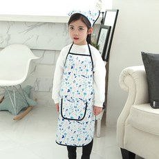 bebe chouette 孩童小花防水圍裙+頭巾