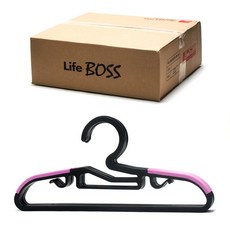 BOSS 防滑衣架, 黑色+粉色, 30件