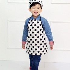 dot RECORD 大圓點圍裙+頭巾, 黑色的