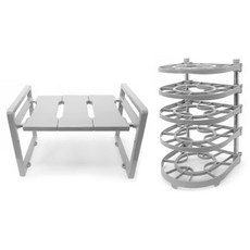 LIVING HAPPY 雙層水槽收納架+平底鍋5層收納架, 灰色