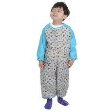 도트레코드 부엉이 배색 전신 미술가운 지퍼형, 민트