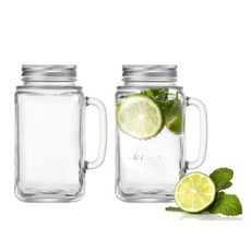 ecorea 握把式玻璃杯 銀色, 2入, 800ml