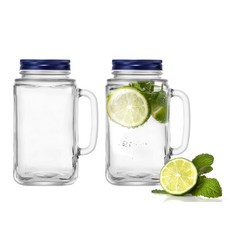 ecorea 玻璃馬克杯 藍色, 2個, 800ml