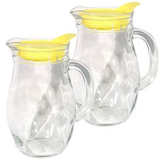 글라스락 플로라물병 1+1 유리물병 저그 물통 피쳐 냉장고물병, 옐로우뚜껑(1+1)