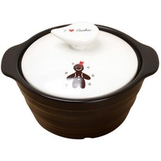 LKmade 雙耳砂鍋+薑餅人印花陶瓷鍋蓋, 1組, 17.5cm