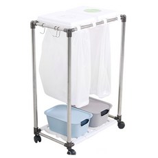 LIVING HAPPY 分類垃圾袋掛架 垃圾蓋 白色 2入+清潔垃圾袋 100入, 混色, 1個