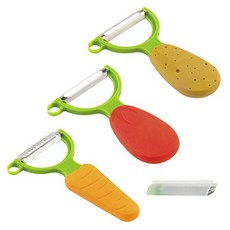 쿤리콘 토마토 필러 + 당근 필러 + 감자 필러 + 보관용 캡, 혼합 색상, 1세트